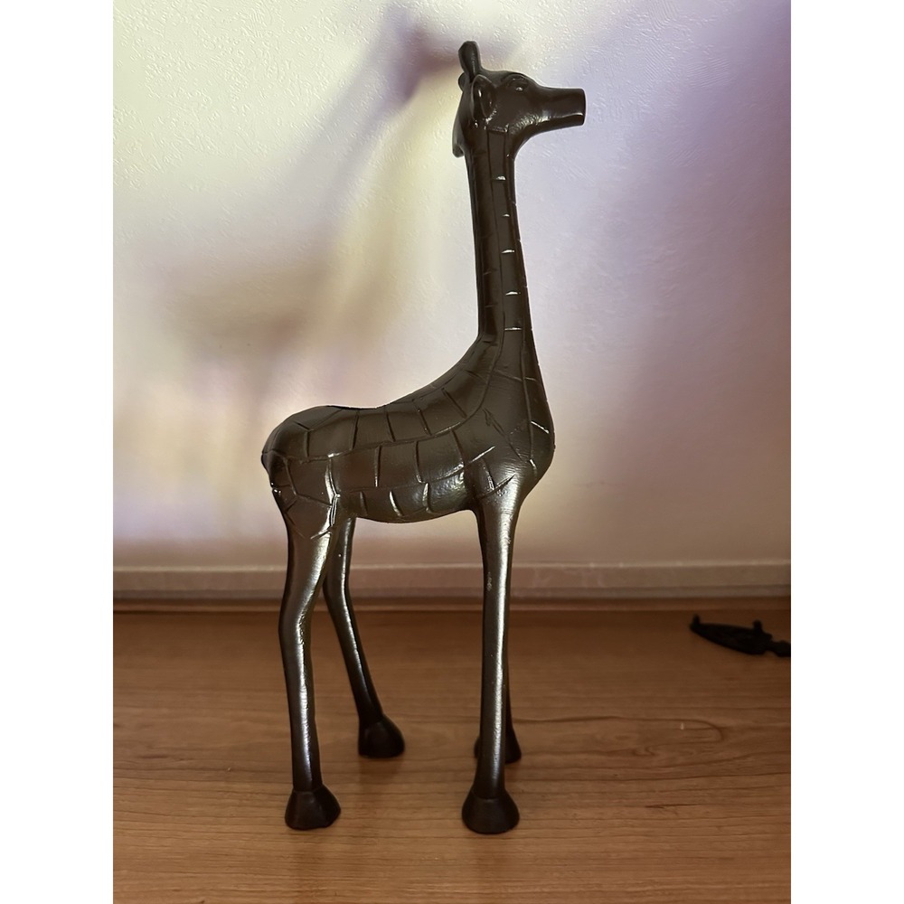 Metal Giraffe Sculpture Candle Holder 13" Dark Bronze Metallic Animal Decor
